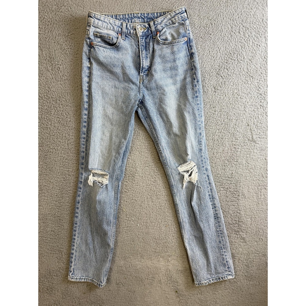 H&M &Denim Jeans Womens‎ 6 Light Wash High Waist Vintage Straight Distressed